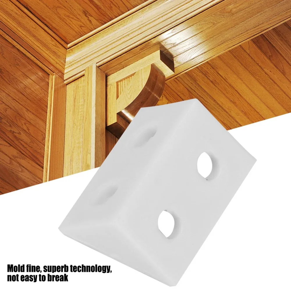 50pcs Convenient Plastic Corner Brace Bracket White 4 Holes L Shape Bracket Right Angle Bracket Drawer