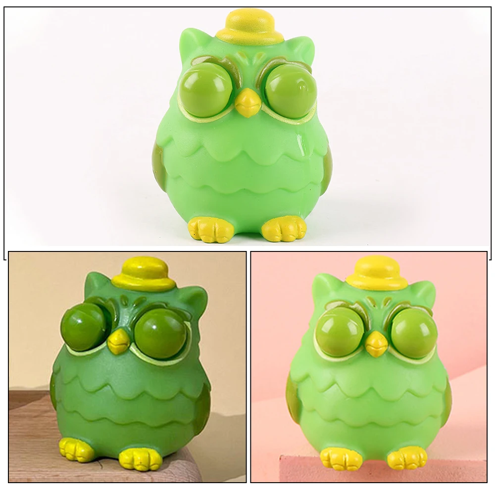 3 Pcs Portable Owl Unzip Toys Child Kids Christmas Gifts Tpr Squishy Animal with Big Eyes