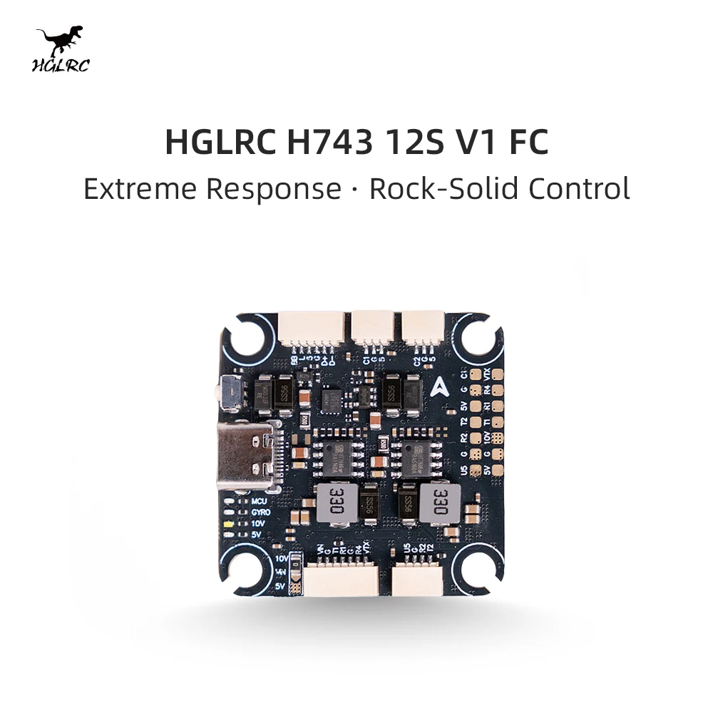 HGLRC H743 12S V1 Flight Controller STM32H743 ICM42688P 16MB Blackbox 8 Motor Outputs for 5-15 inch FPV Racing Drone