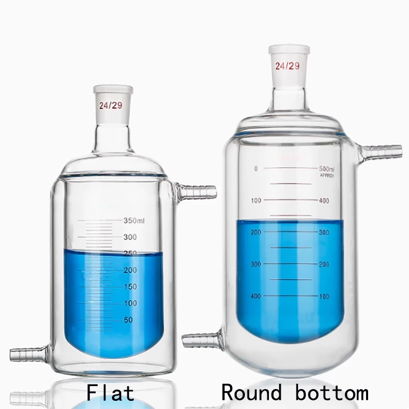 눈금 플라스크 25/50/100/500/1000ml 유리 고온 저항을 갖춘 단일 포트 이중층 재킷 반응 병