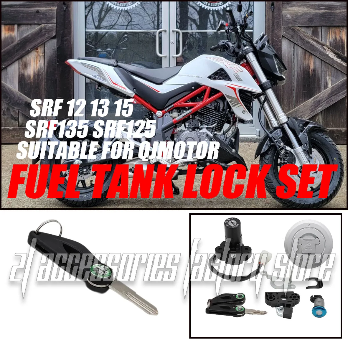 

Suitable for QJMotor SRF135 SRF125 SRF 12 13 15 Motorcycle Ignition Switch Key Fuel Tank Lock Set Motorcycle Ignition Switch Loc