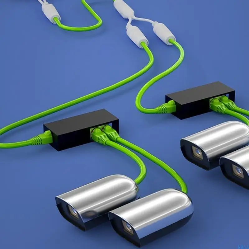 R91A Waterproof PoE Combiner Splitter Adapter Ethernet Splitter 1 to 2 Adapter Simultaneous Online Separator ABS-material