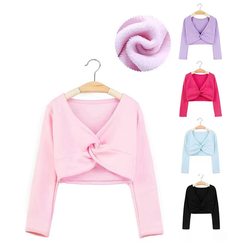 

Girls Ballet Crop Tops Dance Leotards Coat High Waist Ballet Clothes Children Long Sleeve Gymnastics Leotard Overall 4 Colors