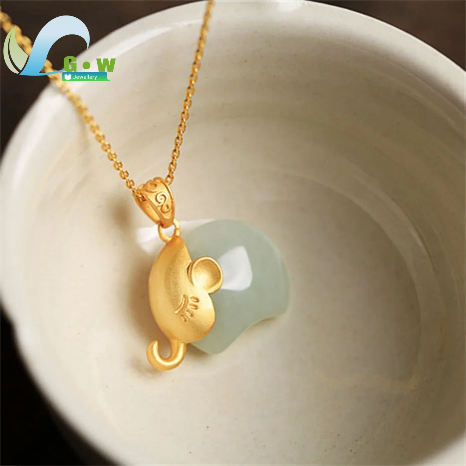 Luxury Handcrafted Hetian Grey Jade Elephant Pendant Necklace Women’s Fine Jewelry Gift for Wedding Everyday Wear Anniversary