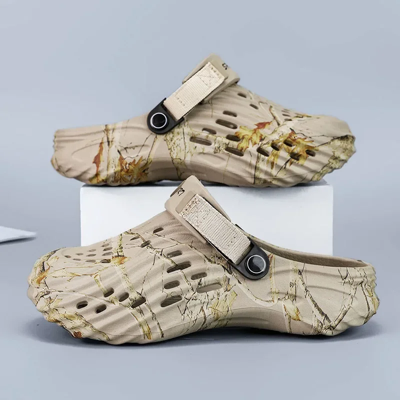 

Новые мужские сабо, тапочки, сандалии, мужская садовая обувь, камуфляжные сандалии на плоской подошве, мужские кроссовки, уличные шлепанцы, домашние сабо