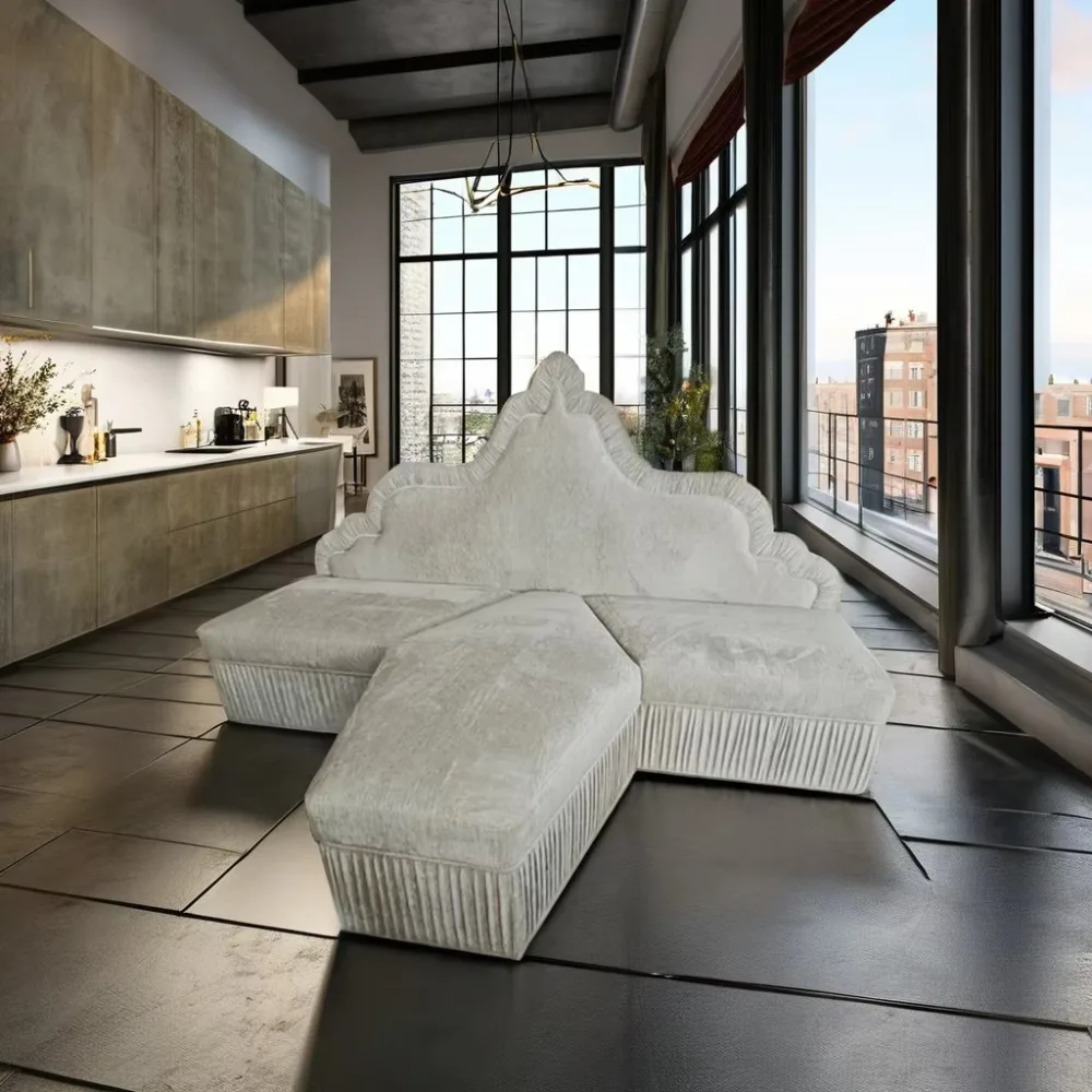 PFS21148 التصميم الحديث للتحويل على شكل حرف T أريكة سرير الحائط النسيج المفروشات للأطفال تخصيص غرفة المعيشة فندق