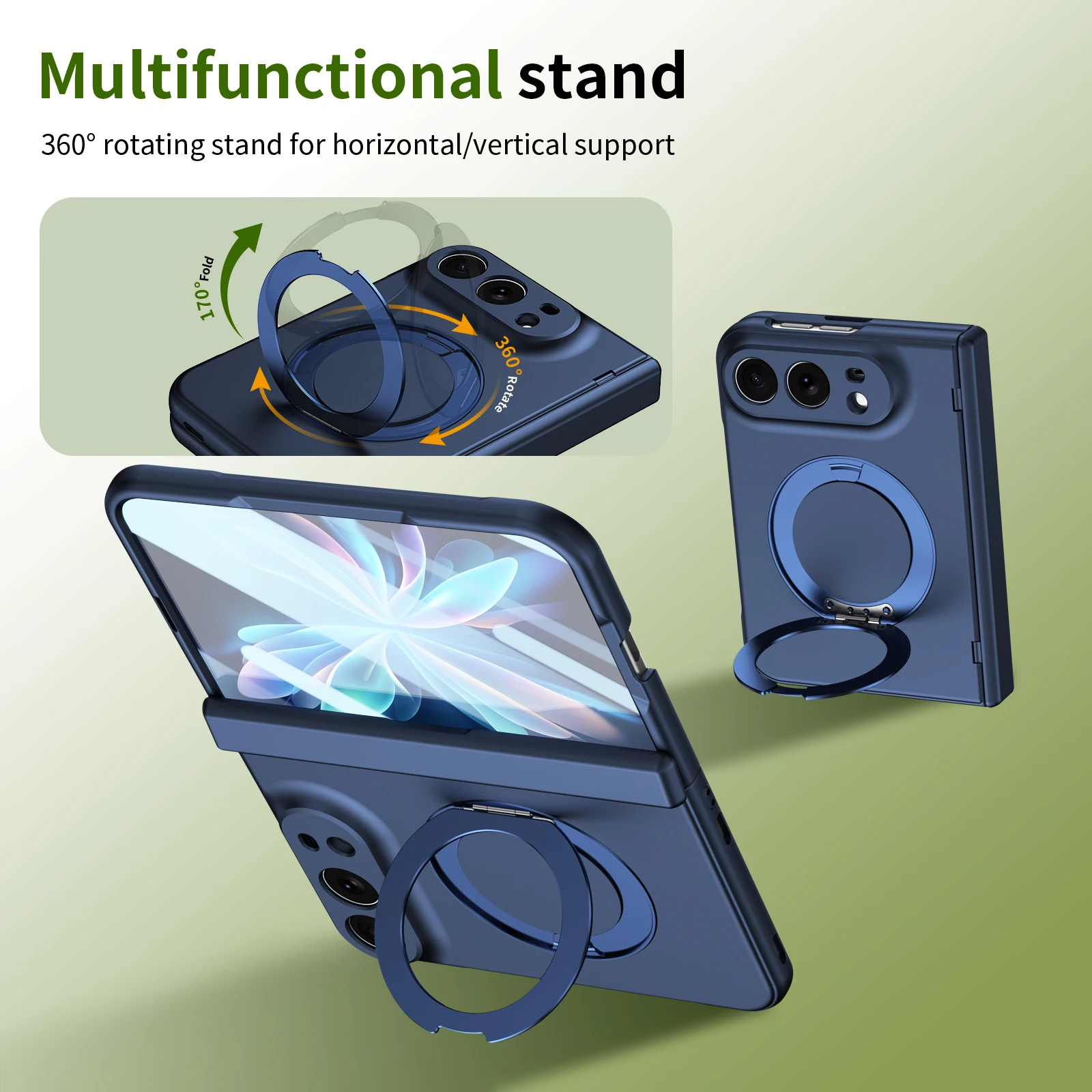 VIETAO For iPhone Duo Matte Full Cover Magnetic Phone Case With 360° Rotatable Kickstand Holder, Built-In Glass Film Protection