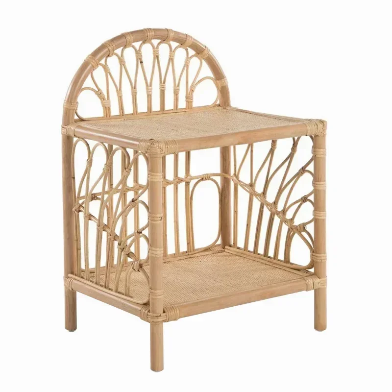 طاولة قهوة الروطان الإندونيسية الطبيعية الروطان السرير أريكة طاولة جانبية مكتب متنقل مرن للمنزل #1