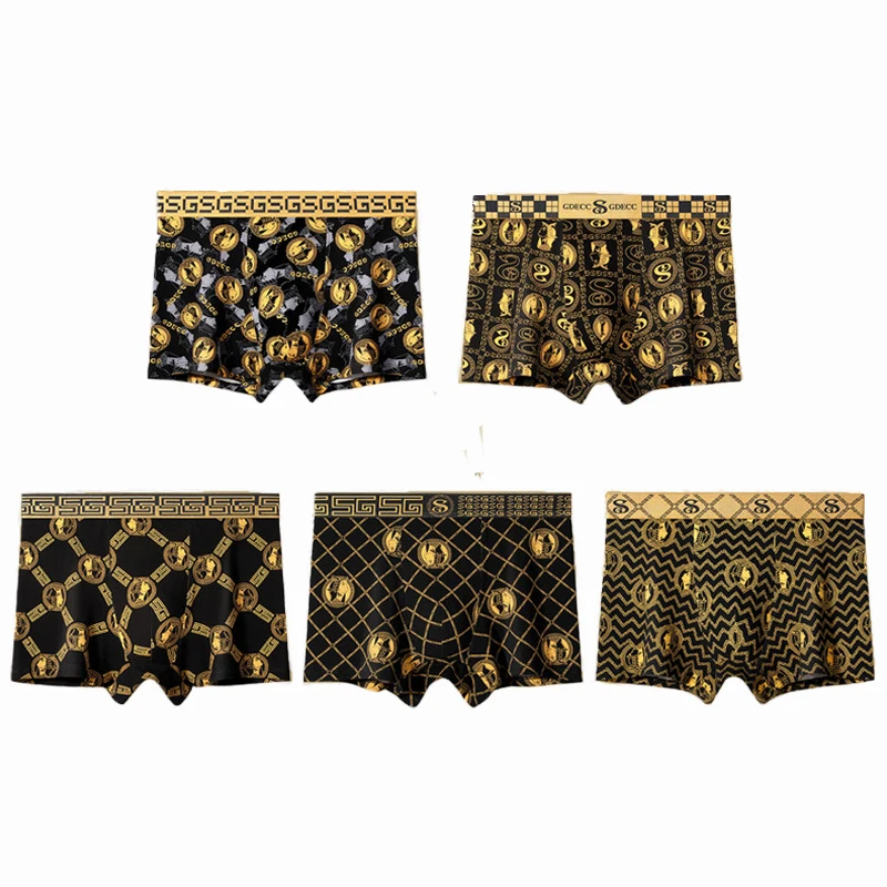 Bóxer de algodón para hombre, ropa interior antibacteriana con estampado de personalidad, pantalones cortos transpirables de marca, 8 piezas