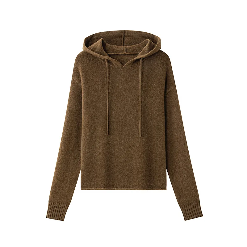 Birdtree, conjunto de Tops y pantalones con capucha de punto de mezcla de lana y cachemira, traje de punto suave para ir al trabajo para mujer, novedad de Otoño Invierno 2025 T5O501JF