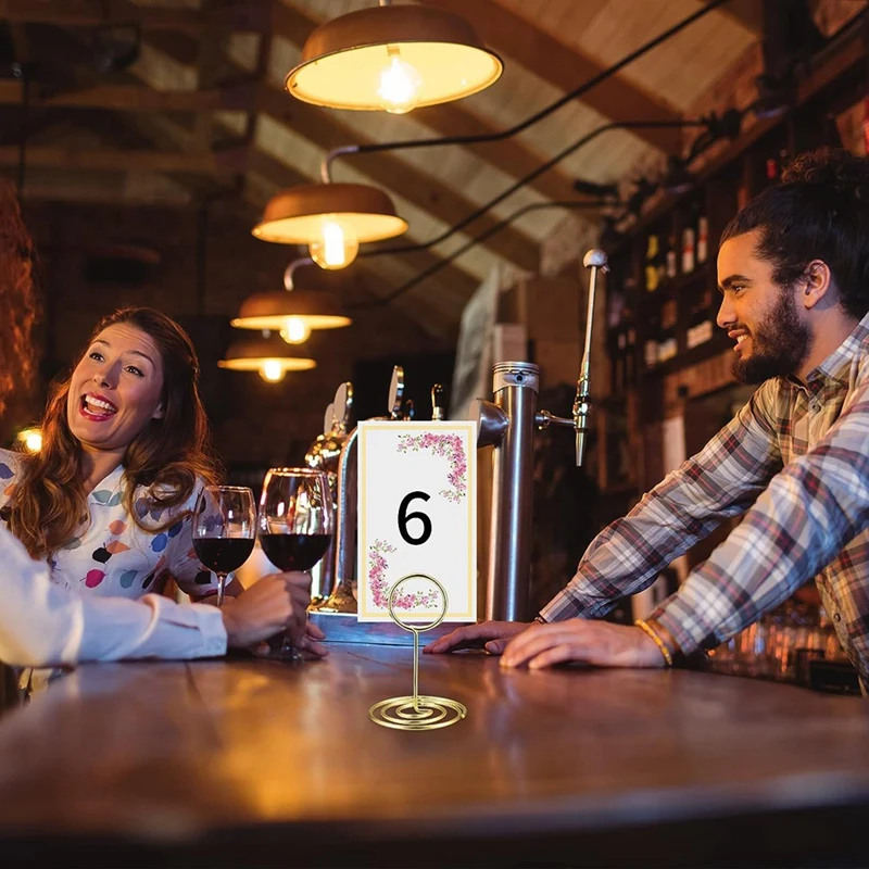 ซองใส่บัตรสถานที่20ชิ้นผู้ถือหมายเลขโต๊ะซองใส่บัตรบนโต๊ะภาพลวดโลหะสีทอง/รูปถ่าย/เมนู/บันทึก/บันทึก/ทอง