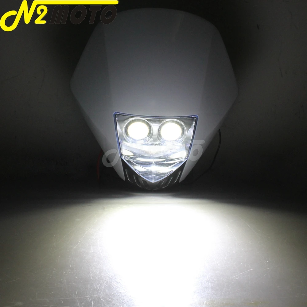 Motocross White LED Dirt Bike Enduro Headlight MX Racing Front Lamp Light Mask For KTM EXC SX-F XC-W FE TE SX 125 350 450 85 250