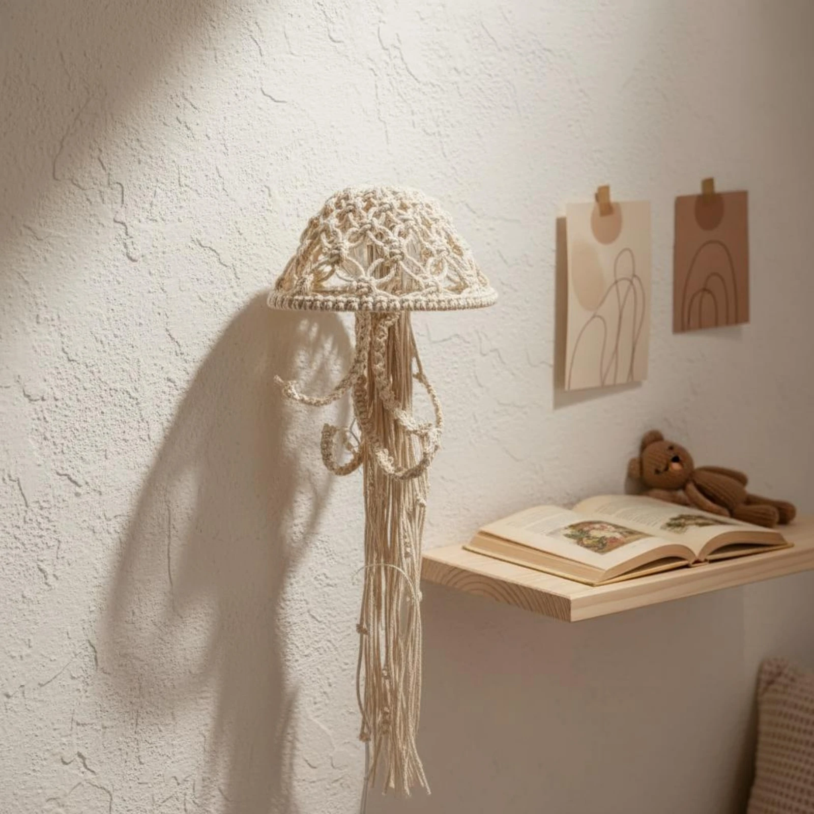 Bohemian Ceiling Mobile Eye-catching Macrame Jellyfish Hanging Woven Tapestry for Home Bedroom Decor