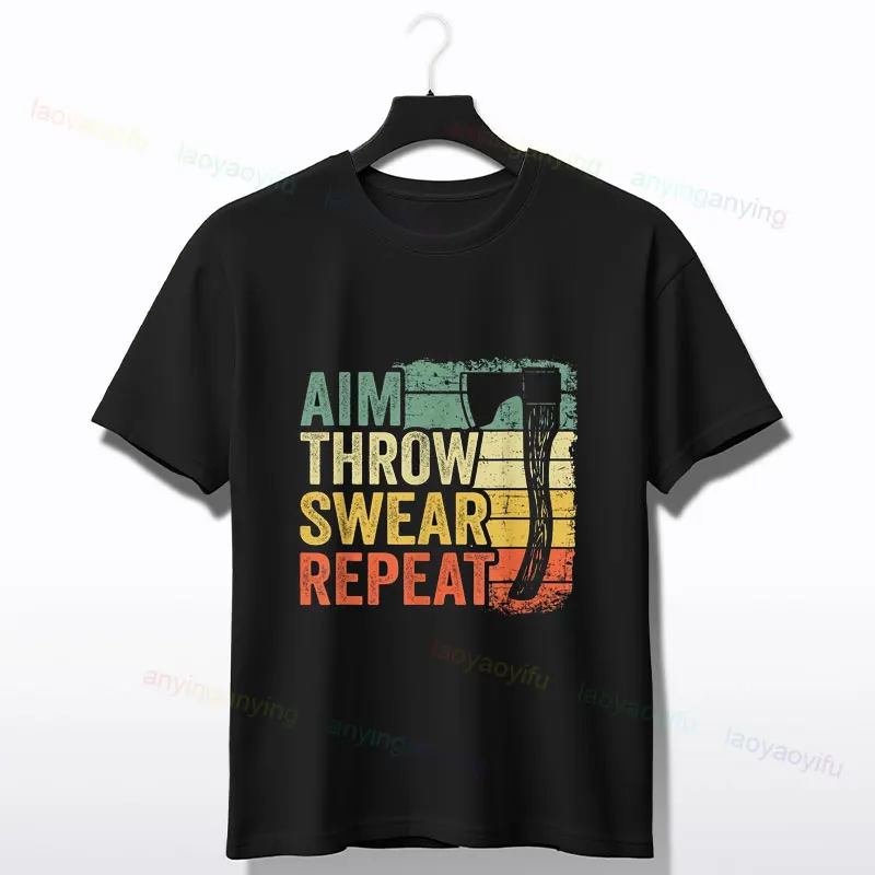 Werfen Sie eine Axt, lustige Äxte, werfen Sie grafisches T-Shirt, kurzärmeliges, trendiges T-Shirt aus 100 % Baumwolle, Ausrüstung für Sportbegeisterte