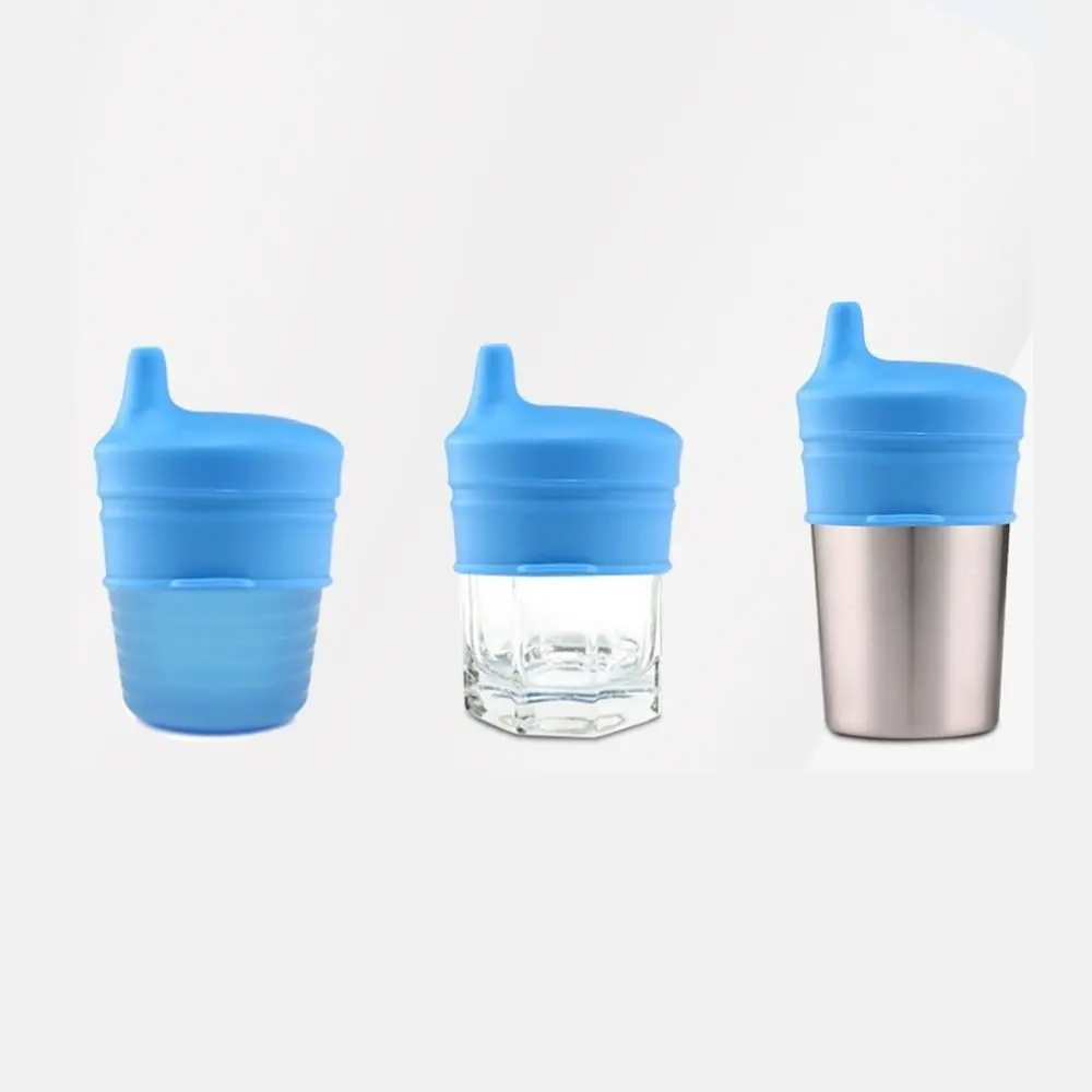With Protruding Straw Hole Silicone Sippy Cup Lids Leak Proof Stretchable Straw Cup Covers BPA-free Splash Proof Babies
