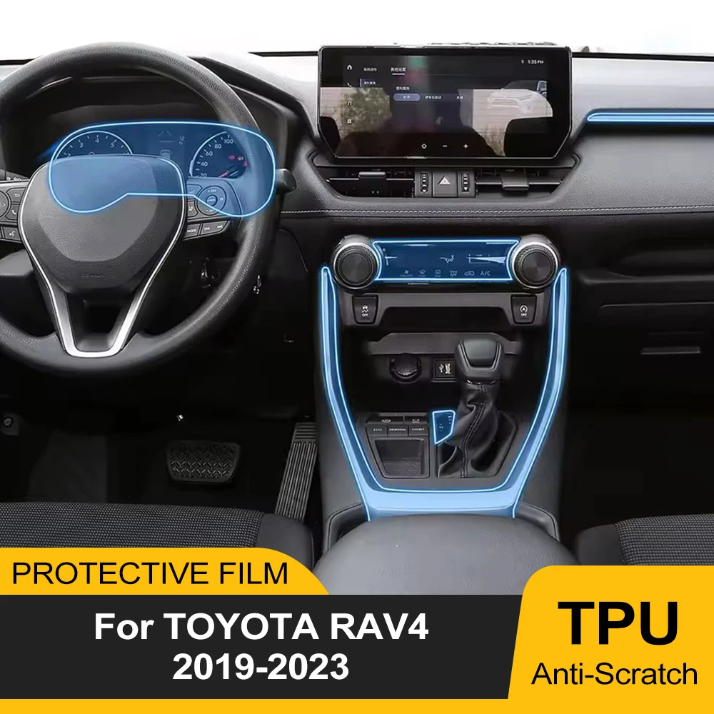 Car Interior Center Console Transparent Pre Cut TPU Protective Film for Toyota RAV4 2019-2023 PPF Anti-scratch Repair Film Refit