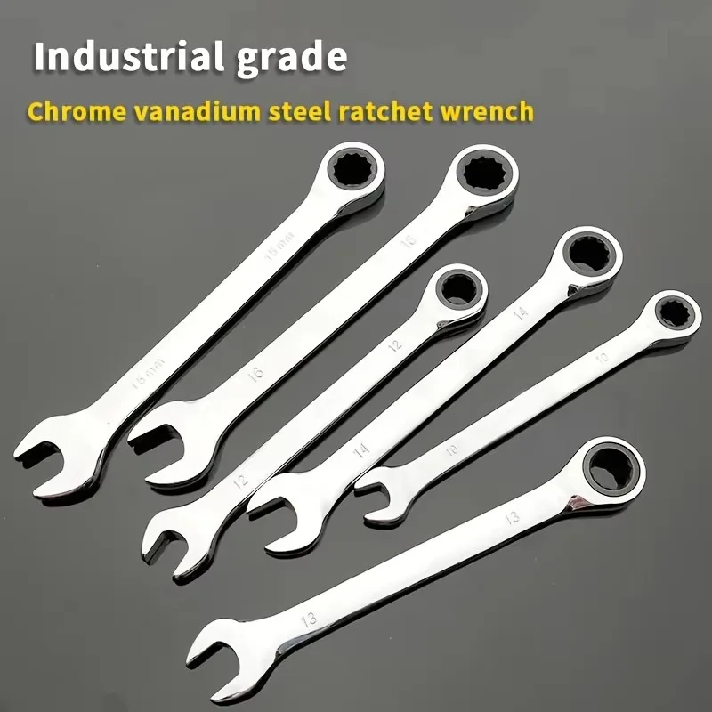 

6pcs Ratchet Wrench Set, 72-Tooth Quick Release, Open & Box End, High Hardness, Durable for DIY & Professionals