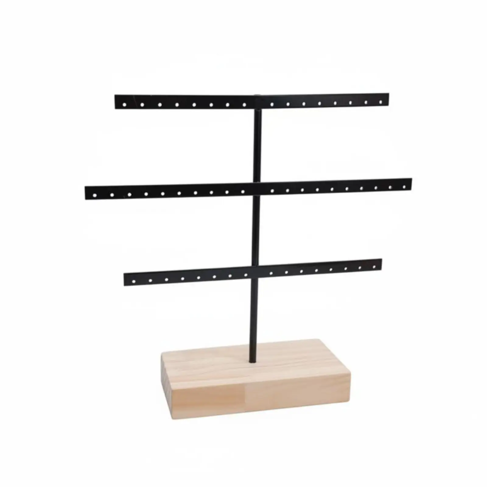 Jewelry Display Stand Space Saving Earring Holder Wooden Base Organizer for Retail Tabletop Storage