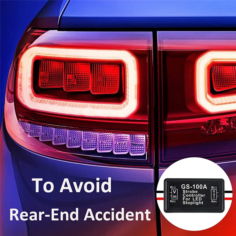 

Y51A-4PCS GS-100A Brake Light Flasher Module DC 12-24V 2A High Brake Controller Tail Lamp Safety Prompt Controller