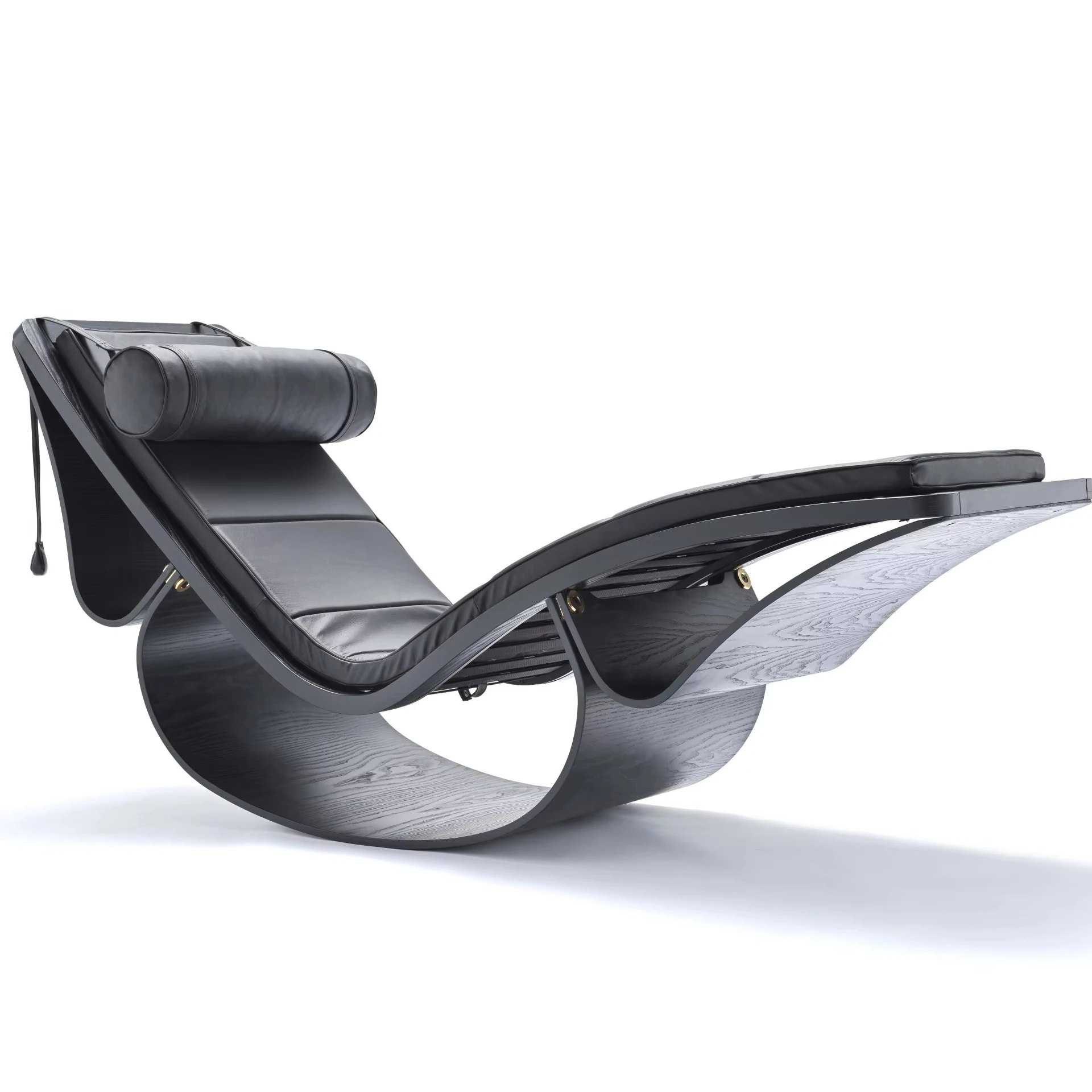 Moderner, minimalistischer, luxuriöser Chaiselongue aus Rattangeflecht, Freizeitstuhl aus massivem Holz für den Einsatz im Freien, Terrasse, Wohnzimmer und Wohnung