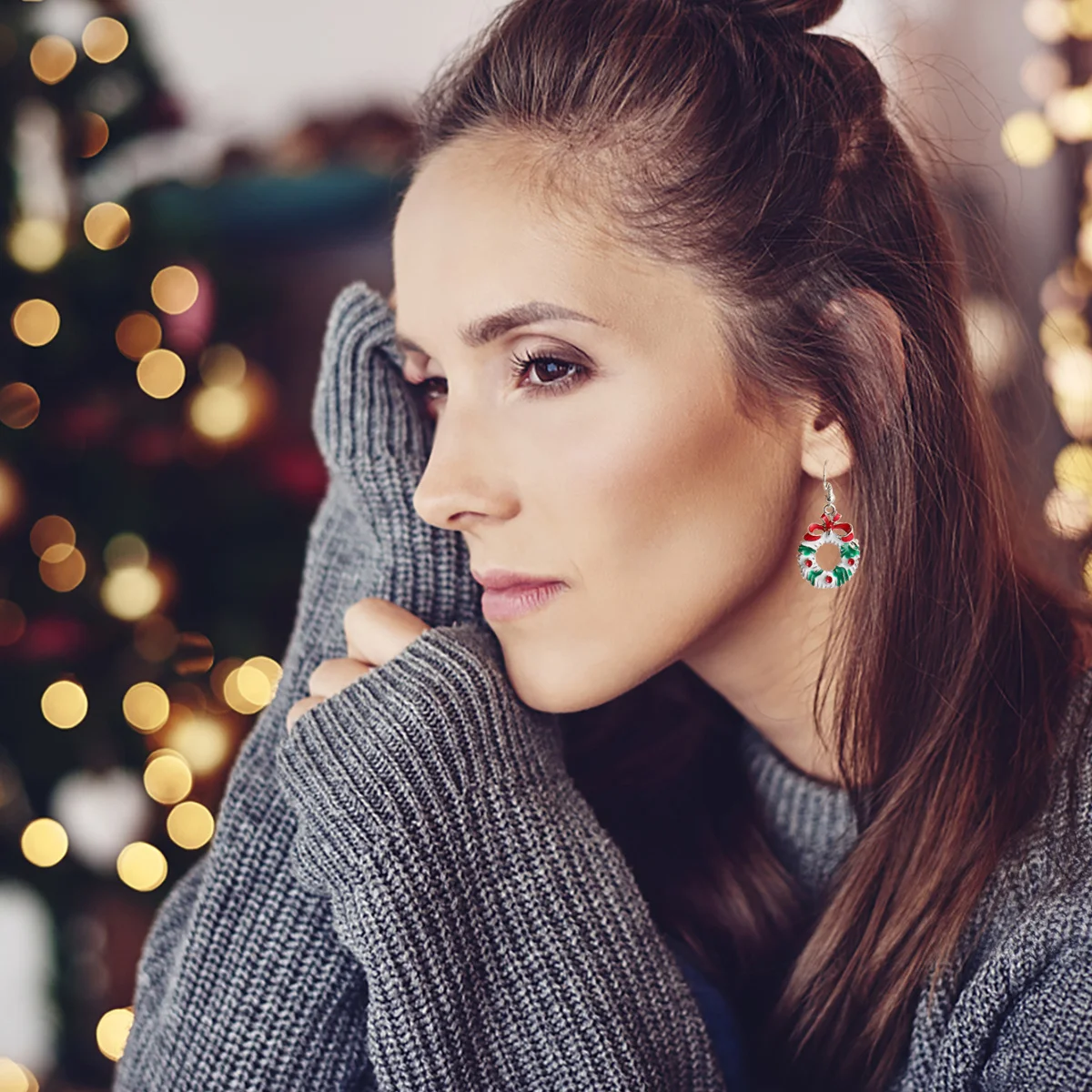 

5 Pairs Christmas Earrings for Women Girls Alloy Deer Xmas Dangle Jingle Bell Ear Drop Tree Holiday Jewelry Gift