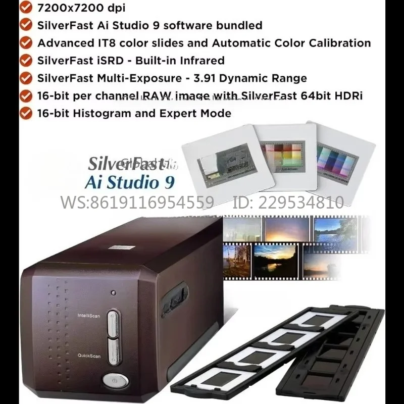 Plustek OpticFilm 8200i Ai Film Scanner -Converts 35mm Film & Slide into Digital, Bundle SilverFast Ai Studio 9 + QuickScan Plus