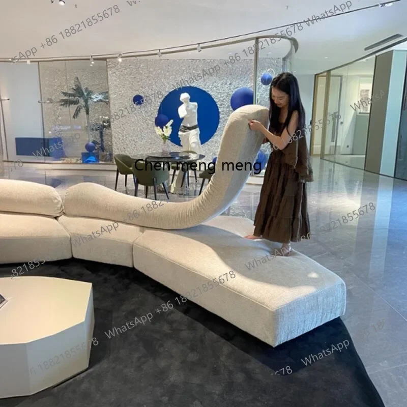 N178 Italian rock sofa, large flat special-shaped corner living room, light luxury fabric sofa combination