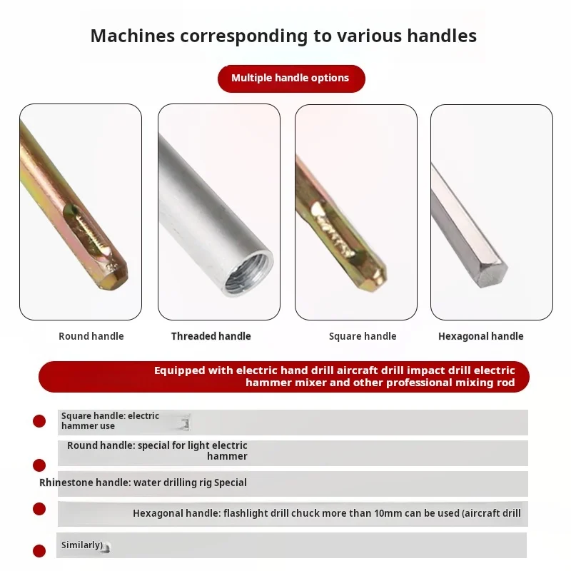 Electric Drill Electric Mixer Electric Hammer Shuangshan Gypsum Putty Powder Threaded Steel Special Tower Ash Mixing Rod Artifac