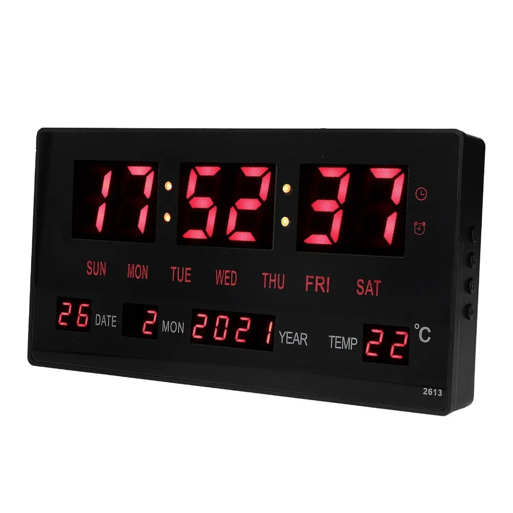 LED Digital Wall Clock Accurate Timekeeping Plug in Use Digital Hanging Clock Temperature Display Large Screen