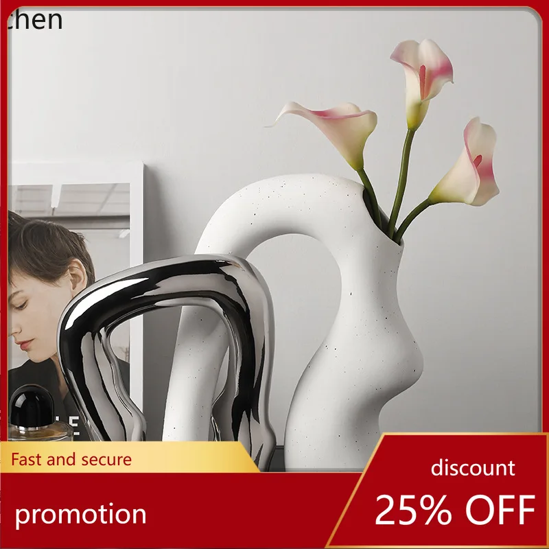 YFY Creative Ceramic Irregular-Shaped Vase, High-End Home Decor for Living Room,   TV Cabinet, Wine Cabinet Ornament