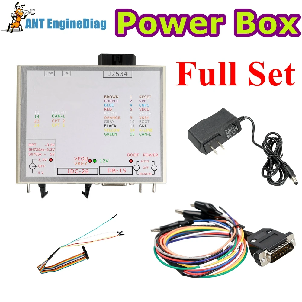 Najnowszy Box JTAG do ECU Openport J2534 Power Box Pełny Zestaw Adapterów Współpracuje z 3 Trybami Zielona Dioda LED Szybka Wysyłka