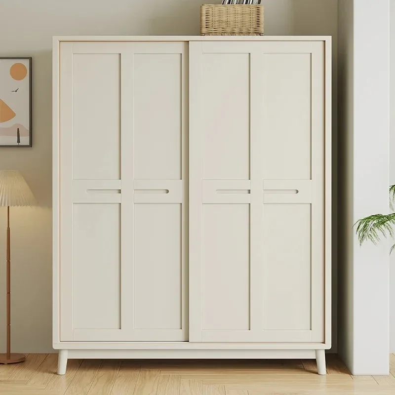 Armario de Madera con Puertas Correderas para Colgar Ropa, Armario de Almacenamiento para Adultos, Organizador de Dormitorio, Mueble de Resina para el Hogar