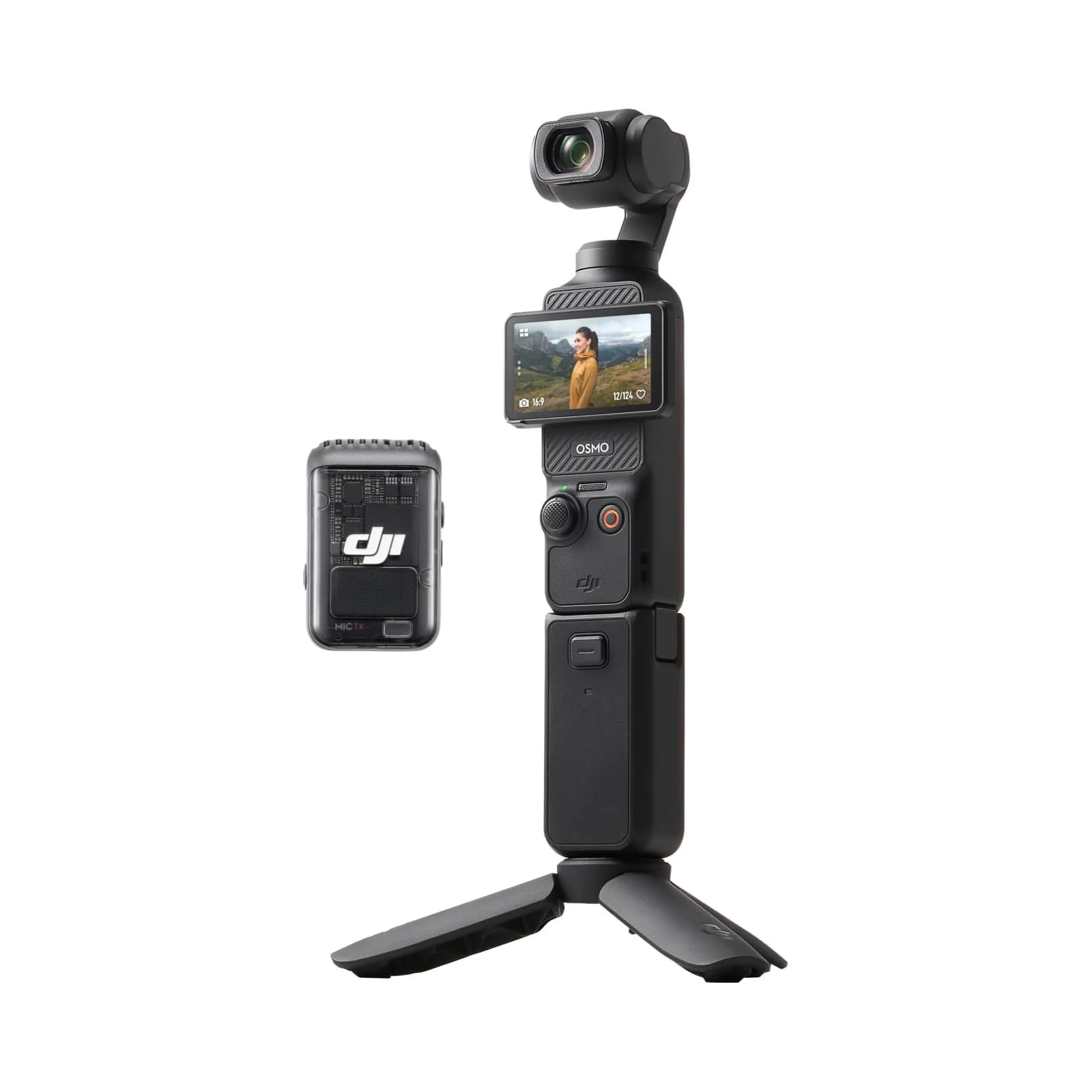 DJI Osmo Pocket 3 Handheld-Gimbal-Kamera mit 1-Zoll-CMOS-Sensor, schneller und präziser Fokussierung, Stereo-Aufnahme und stabilisierter Bildstabilisierung.