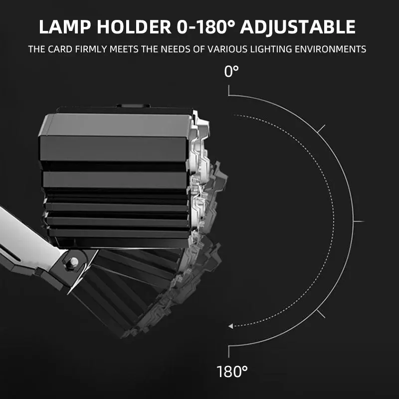 USBヘッド付き充電式LED懐中電灯,ヘッド取り付け,強力なライト,5ヘッド,屋外での使用に最適,防水,超高輝度