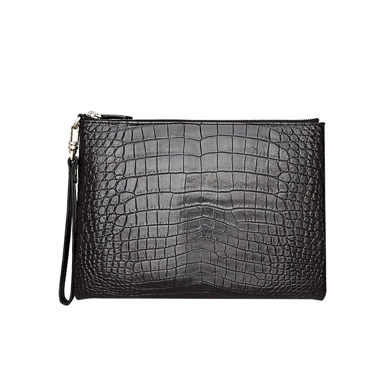 2025 Trend Crocodile Leather Envelope Bag Zipper Multi-card Slot Casual Business Wallet Men's Handbag Coin Purses Holders Purse