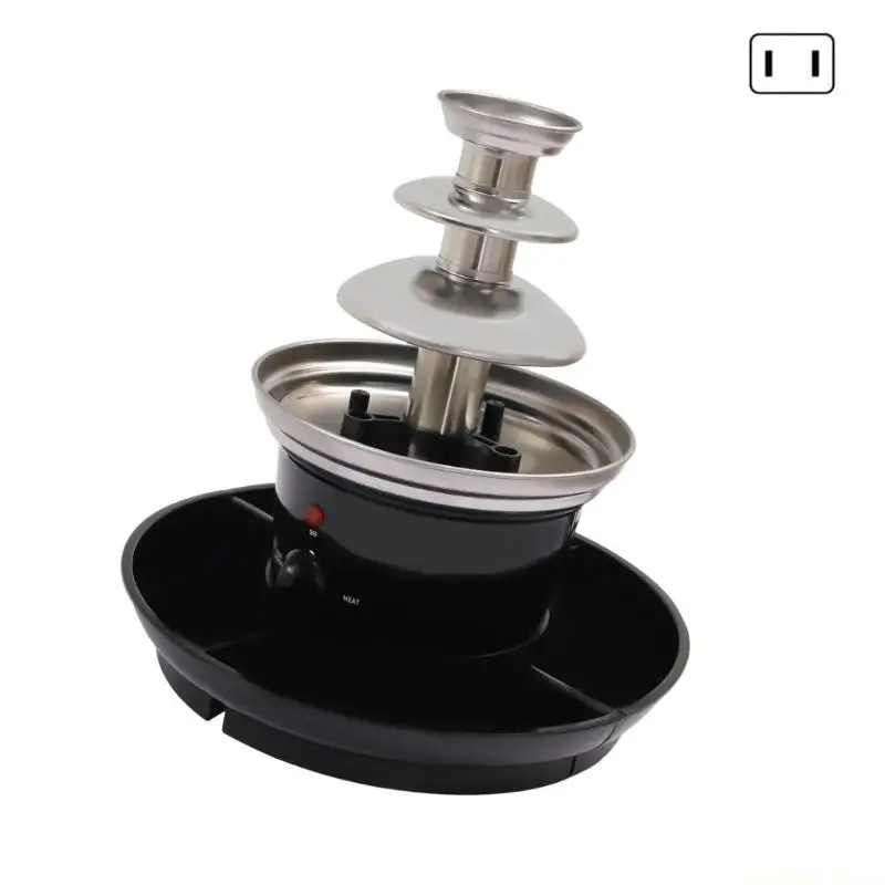 D0AB Multipurpose Chocolate Fountain Maker 3 Layer Electric Chocolate Fondue Fountain for Candy Melting And Cheese Dipping