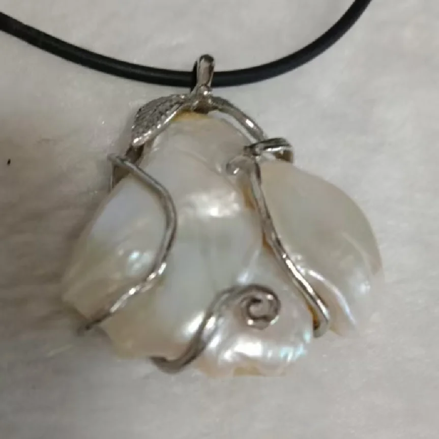 

Огромное 30x32 мм золото-розовое жемчужное ожерелье с подвеской из натурального культивированного жемчуга