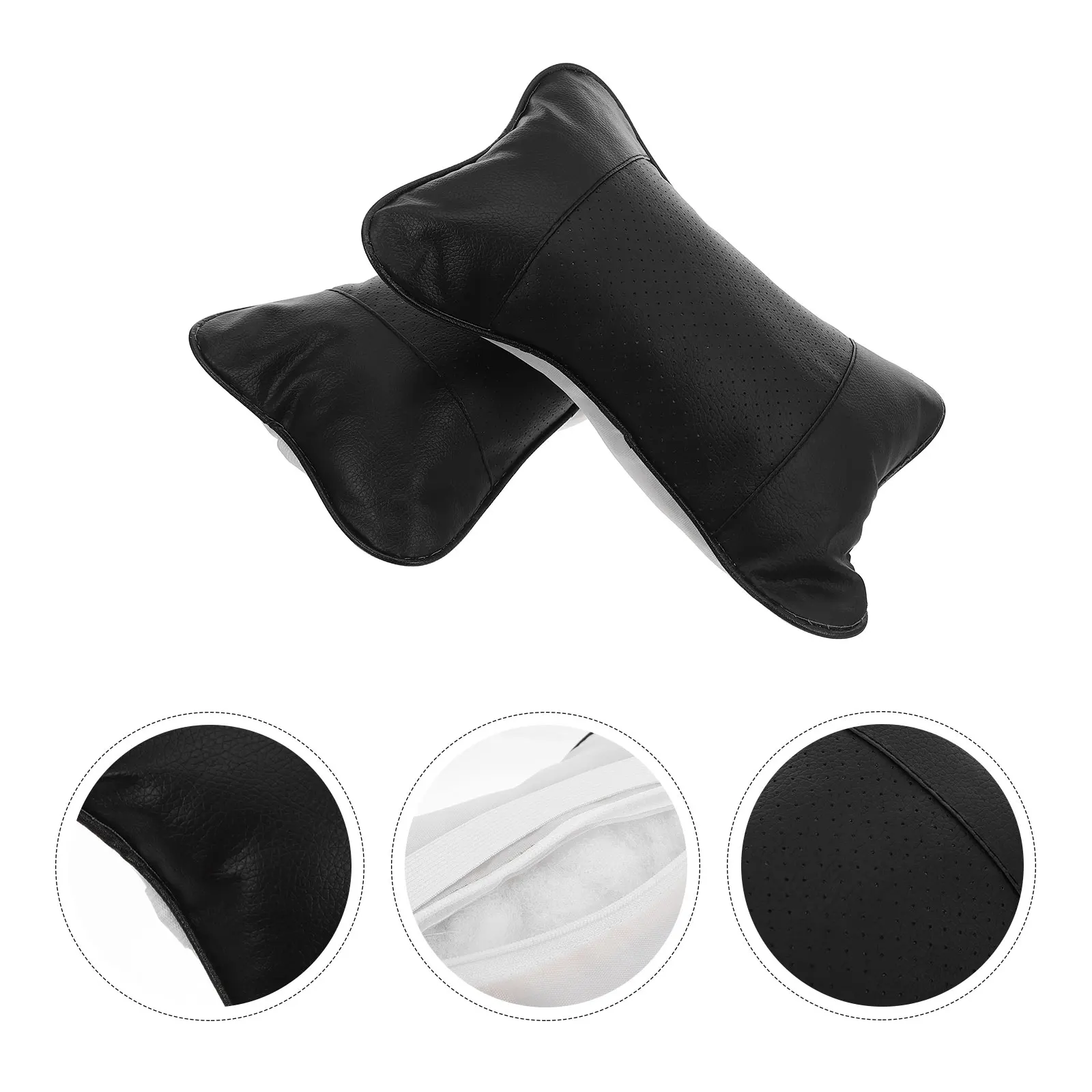 

2 Pcs Car Accessories Neck Pillow Headrest Cushion Seat Black Travel Accessory Automotive
