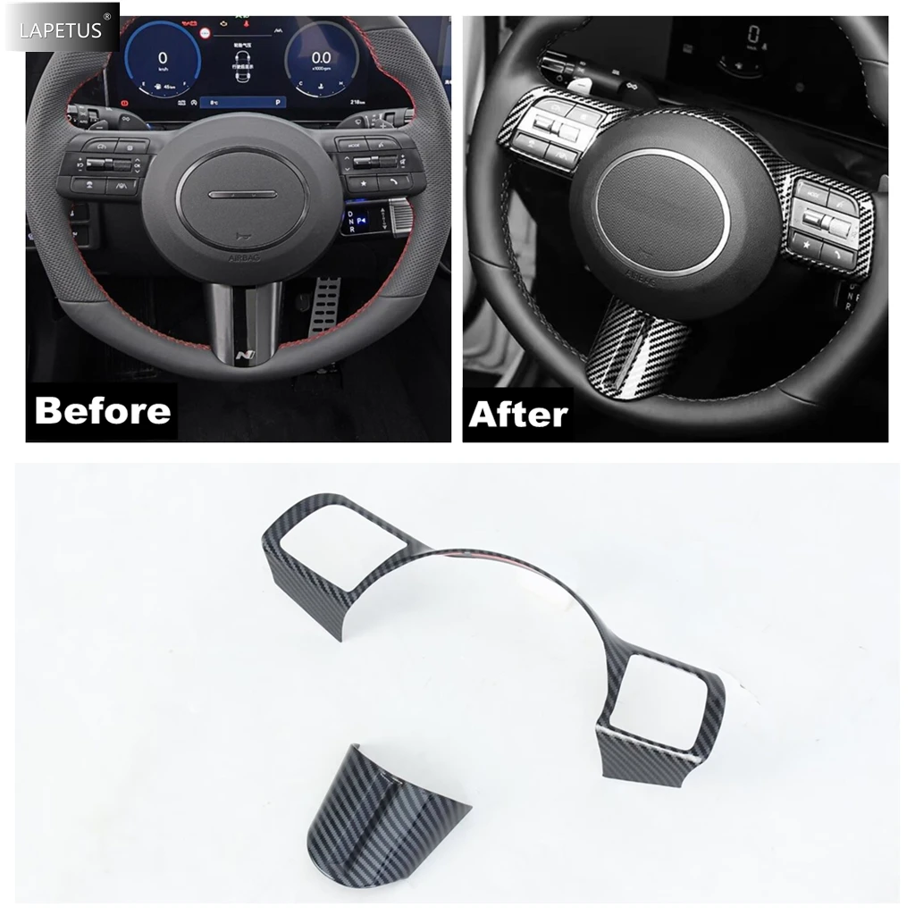 

LHD For Hyundai Tucson NX4 2025 & KONA 2025 Car Steering Wheel Frame Button Panel Decoration Cover Trim Carbon Fiber Accessories