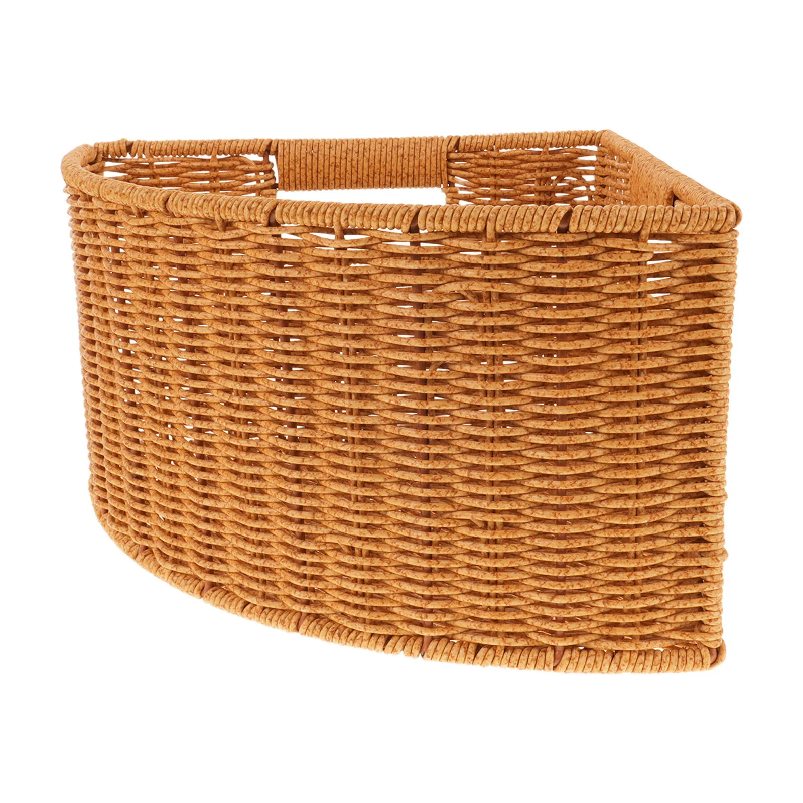 

Triangular Woven Storage Basket Plastic Small Organizing Bin Fan-Shaped Corner Shelf Space Saver For Bedroom Bathroom