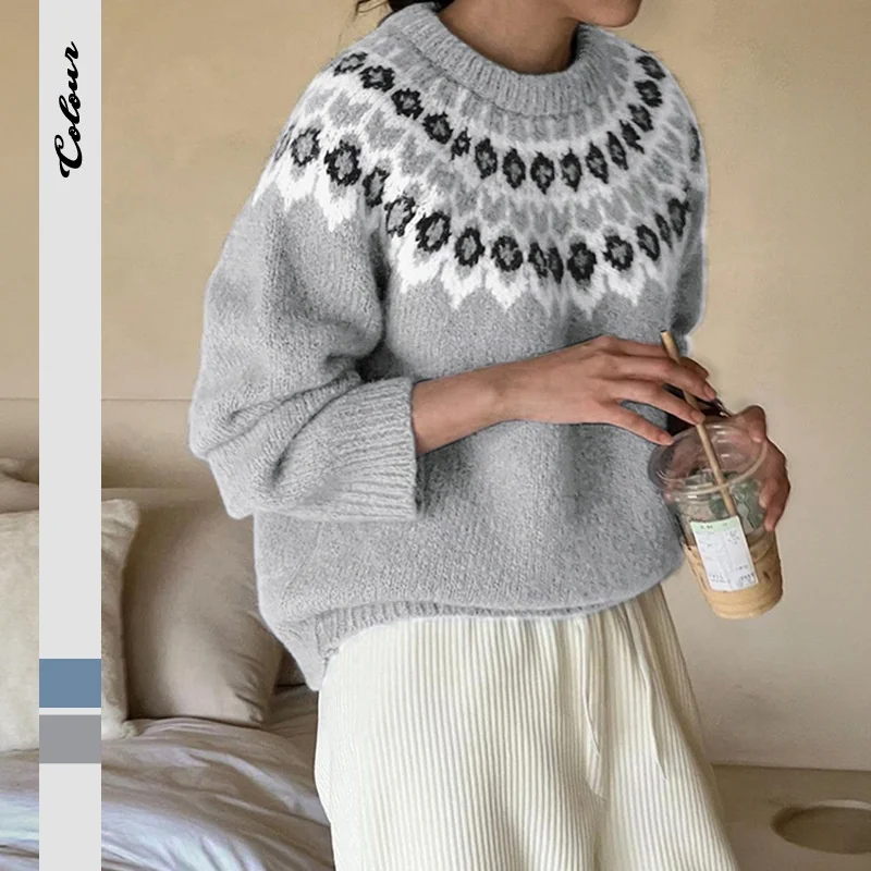 

2025 Women's Faion Long Sve round Ne Island Sweater Comfortable Fit Casual Knitwear Ele Sle Spring Collection