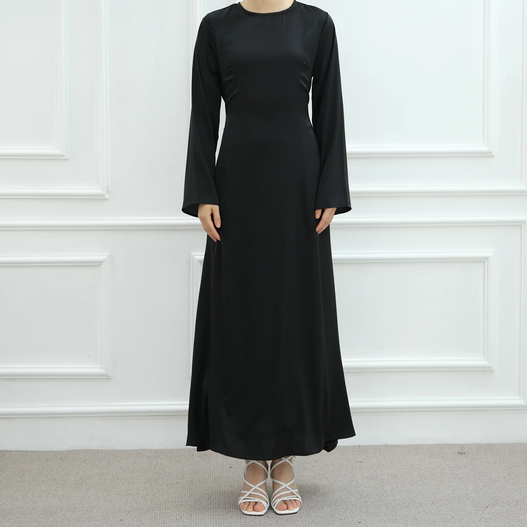 Moda Donna Abaya Musulmano Abito Interno Splendido Manica Lunga Donne Musulmane Tinta Unita Abaya Esterno per Le Donne Fornitore All'ingrosso