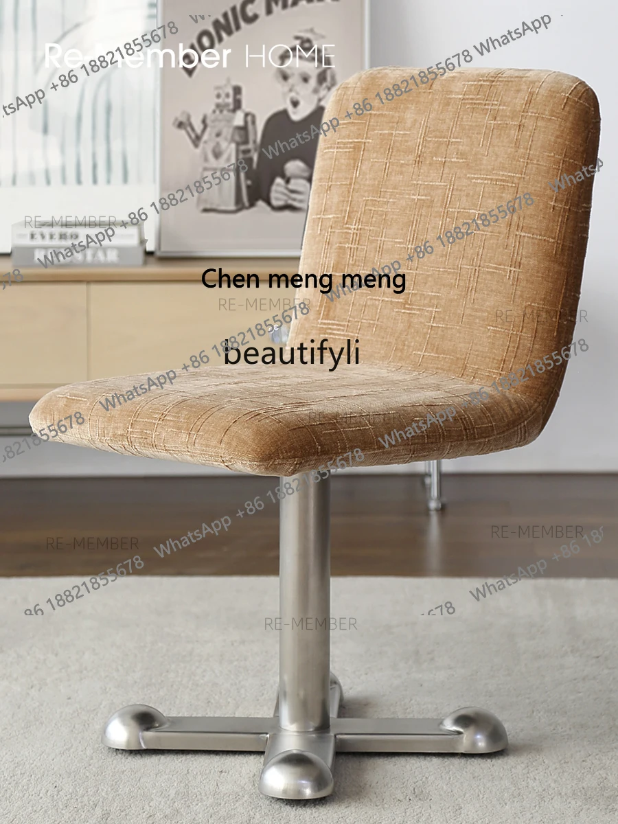 Nordic medieval cream stainless steel polyester fabric office chair makeup chair