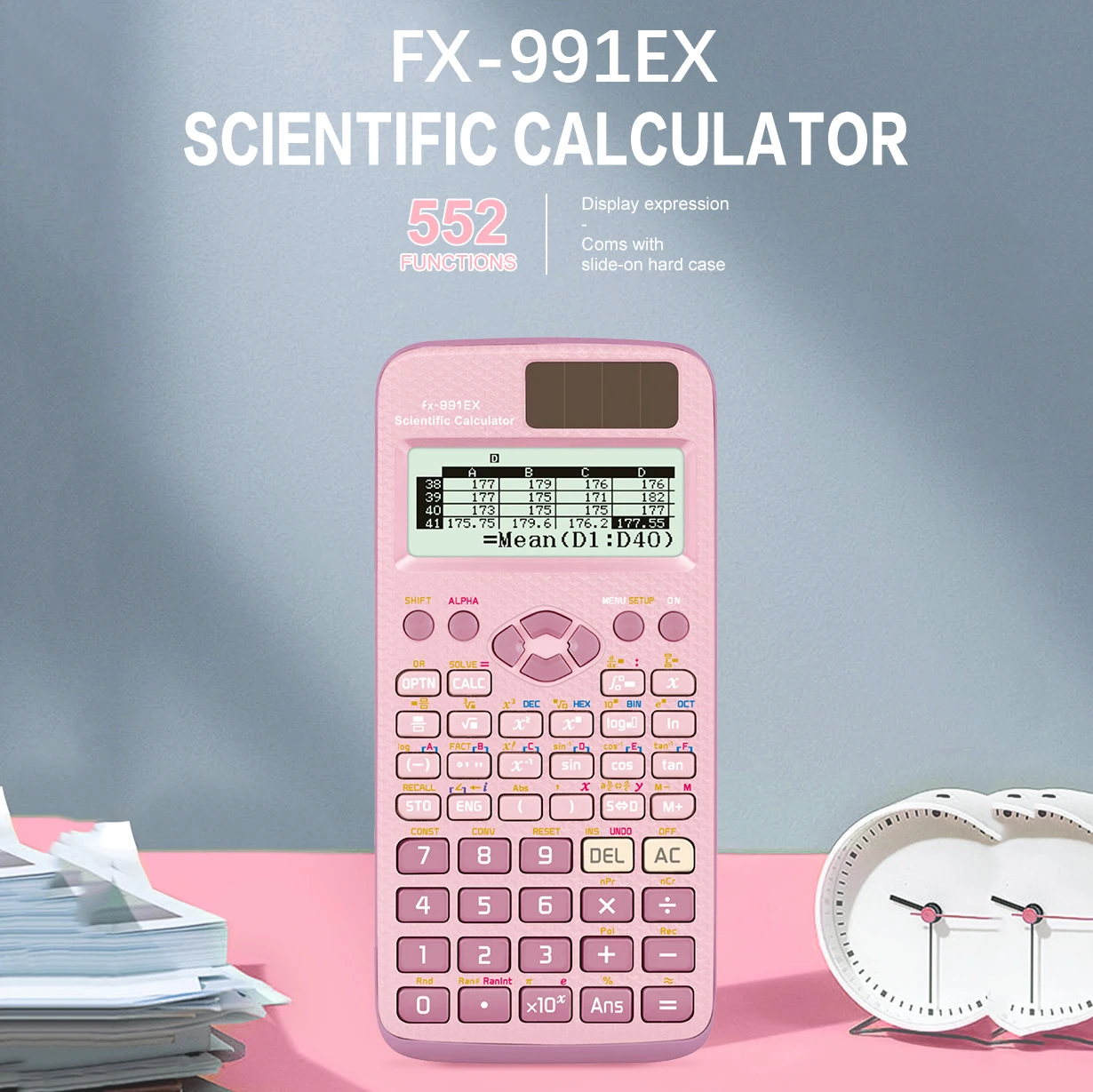 1pcs-Rosa-FX-991EX - Calculadora Científica Bateria Avançada, com 552 funções, adequada para estudantes e professores