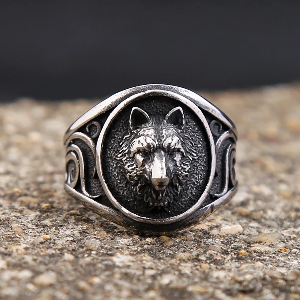 New Creative Viking Wolf Head Ring For Men Women Punk Fashion Stainless Steel Animal Rings Vintage Jewelry Gifts Dropshipping