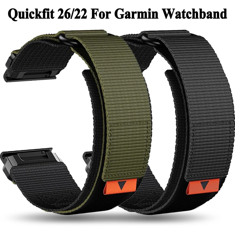 QuickFit 22 26mm Bracelet Strap For Garmin Fenix 7X 7 Pro 6X 6 Pro 5 5X Plus Tactix 7 Enduro 2 Descent Mk3i Mk2i Nylon Watchband