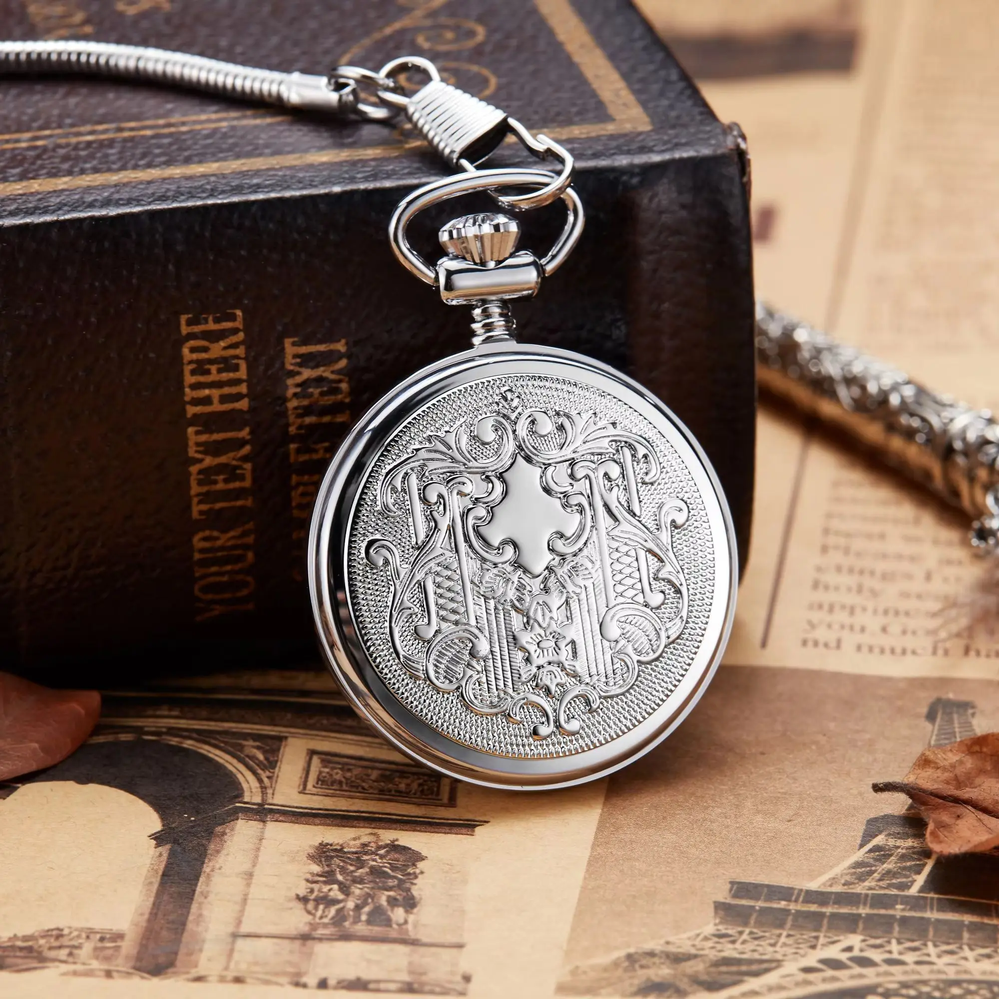 New Retro Vintage Copper Quartz Pocket Watch Necklace Chain Pendant Steampunk Skeleton Pocket Watches For Men Women