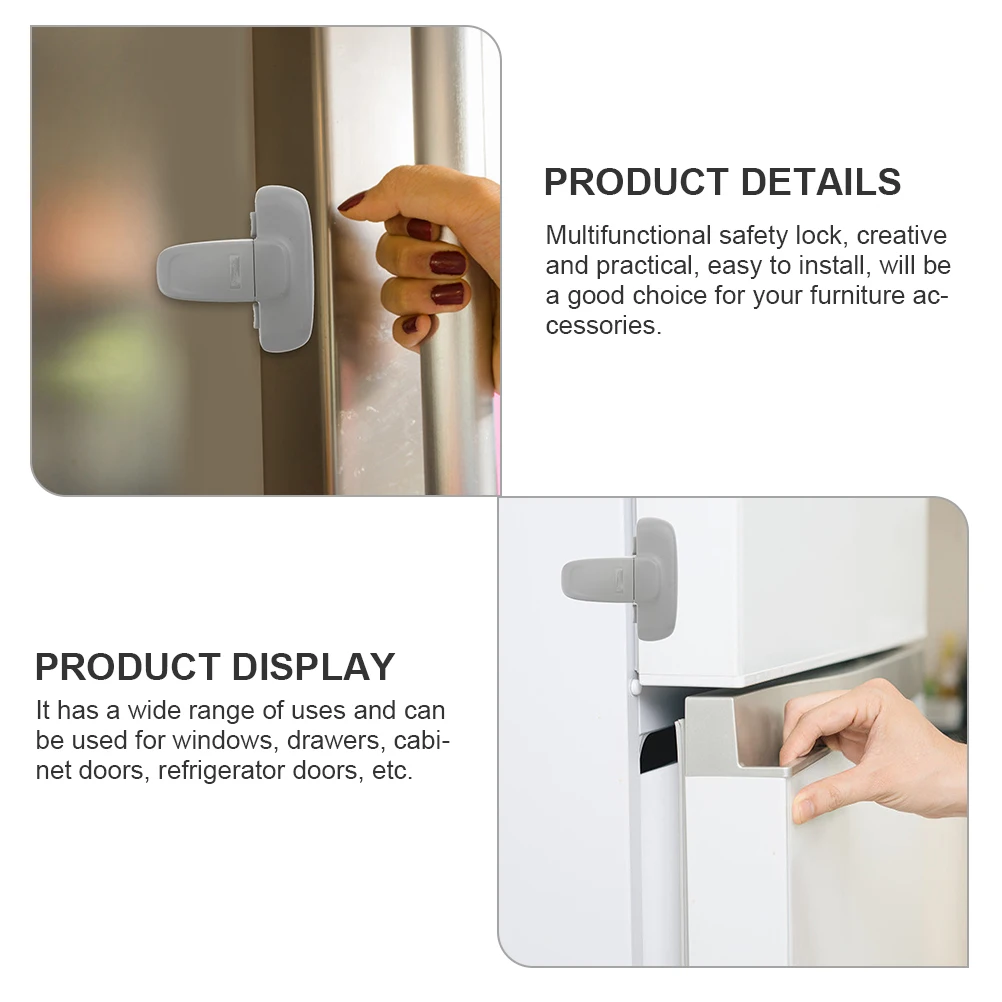 2 Pcs Refrigerator Lock s Freezer Latch Cabinet Door Security Anti Pinch Plastic