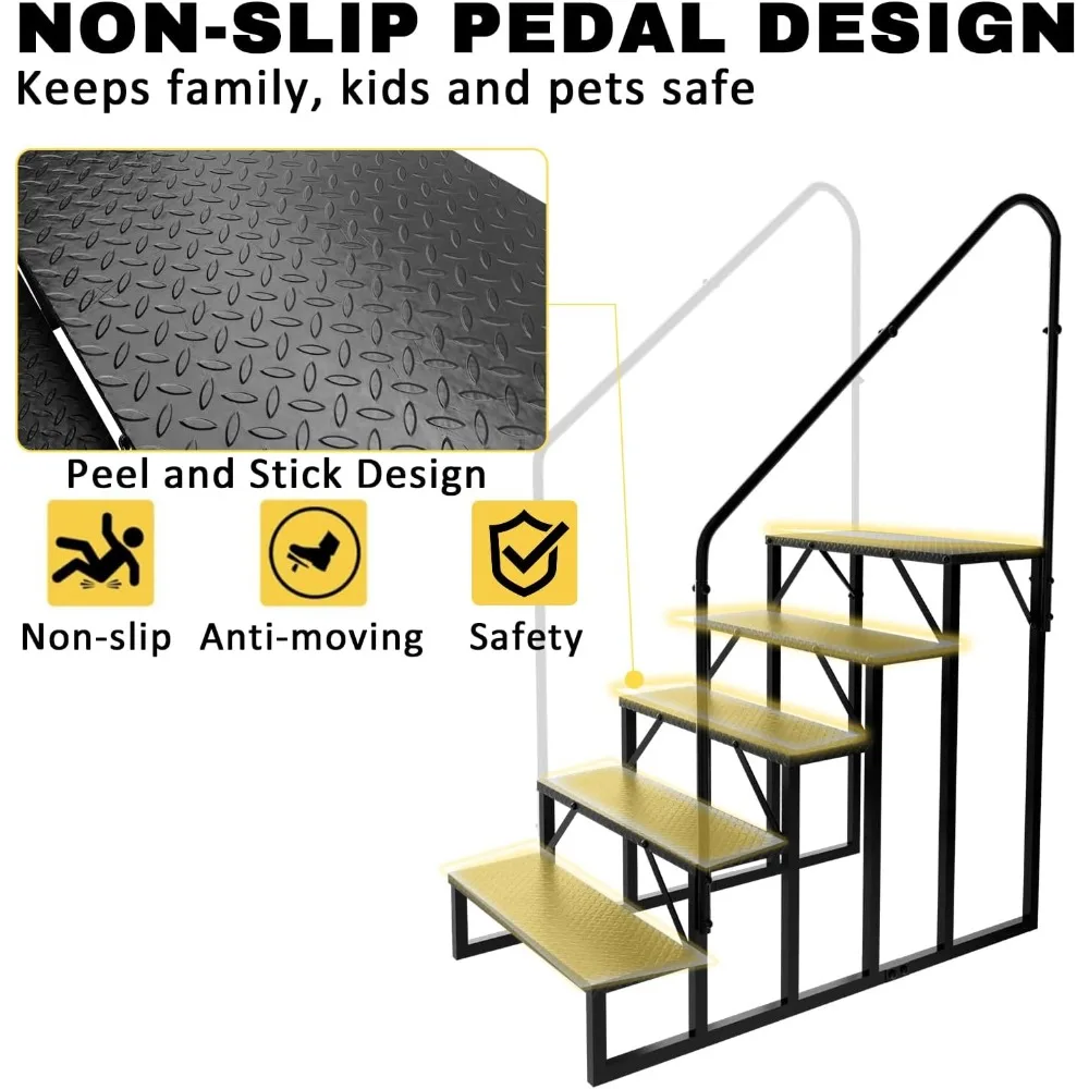 degraus para rv com 2 corrimãos, degraus para banheira de hidromassagem ao ar livre, banco de escada de 5 degraus, escadas para rv com painel antiderrapante, degraus para spa, tra