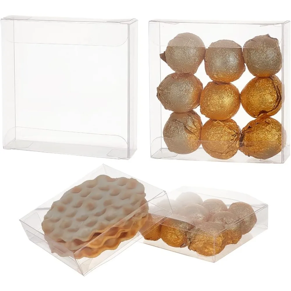 

30 шт. прозрачные коробки для сувениров, прозрачные пластиковые прямоугольные коробки из ПВХ, подарочные коробки, 3,15 × 3,15 × 0,8 дюйма, коробка конфет для свадебного набора
